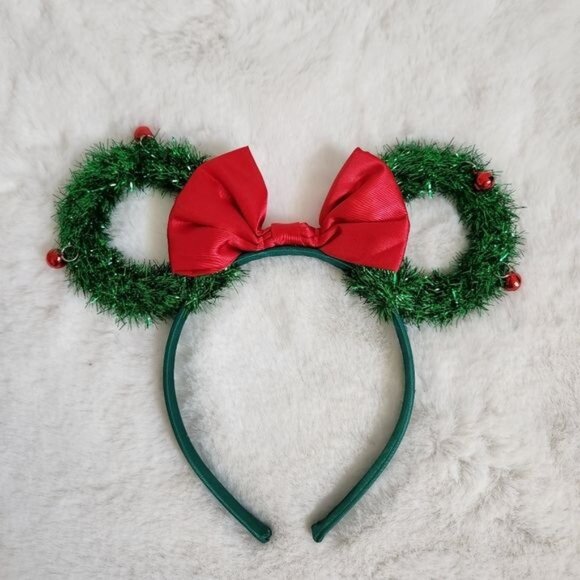 Disney Parks Minnie Mouse Christmas Holiday Wreath Ears Headband - Picture 4 of 7